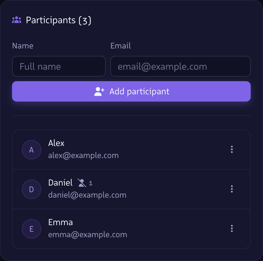 Create your group and add participants