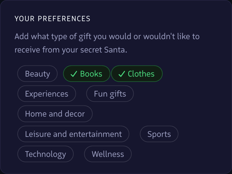 Set your gift preferences